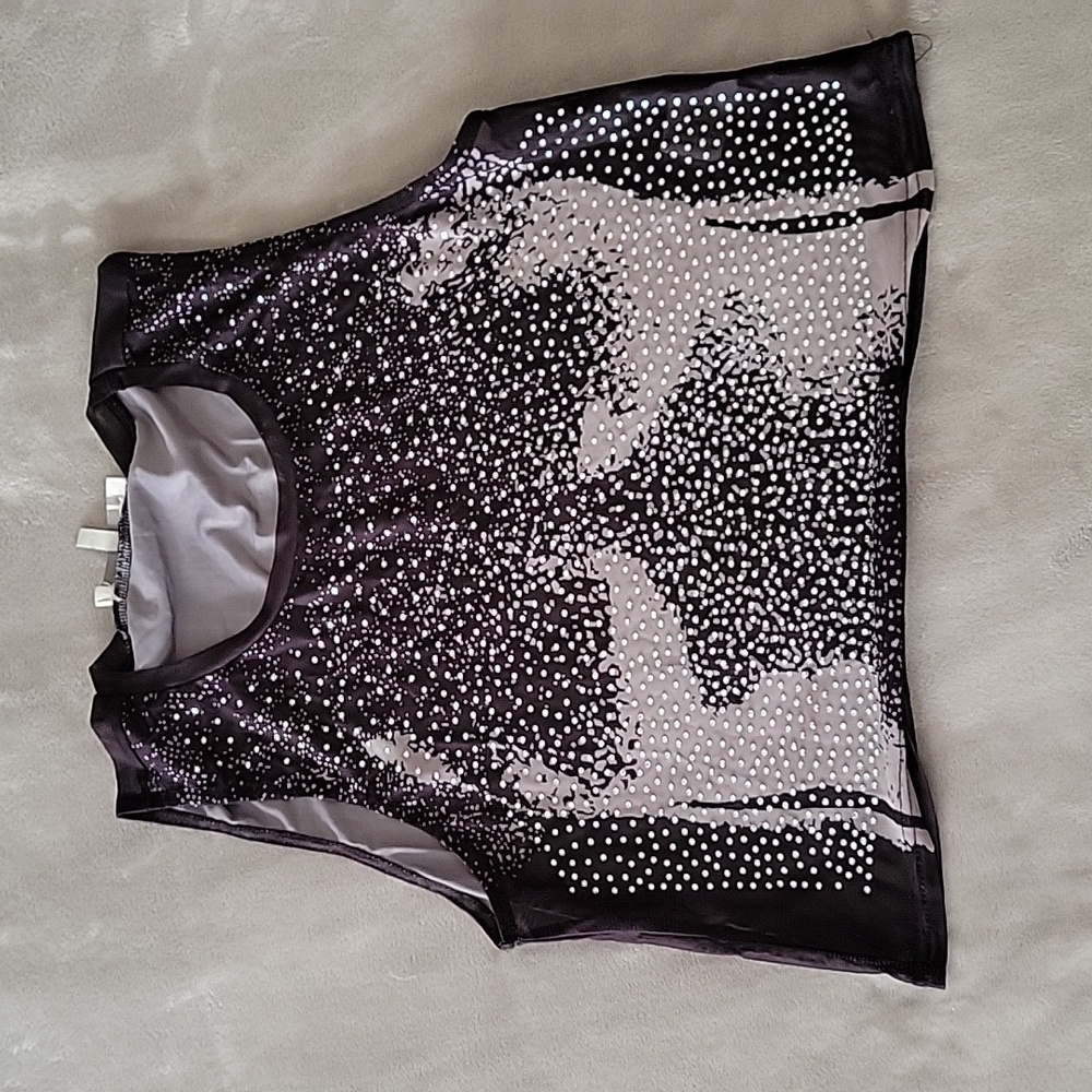 Generation k sheer bedazzled cropped tank top